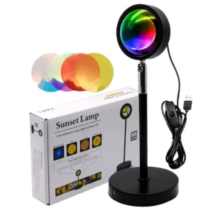 Sunset Lamp – Lampe Projecteur Coucher de Soleil Romantique (LED, 16 couleurs, rotation 180°)