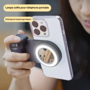 Poignée Caméra Smartphone Magnétique 360° avec Déclencheur Bluetooth – Support Vlog & Selfie